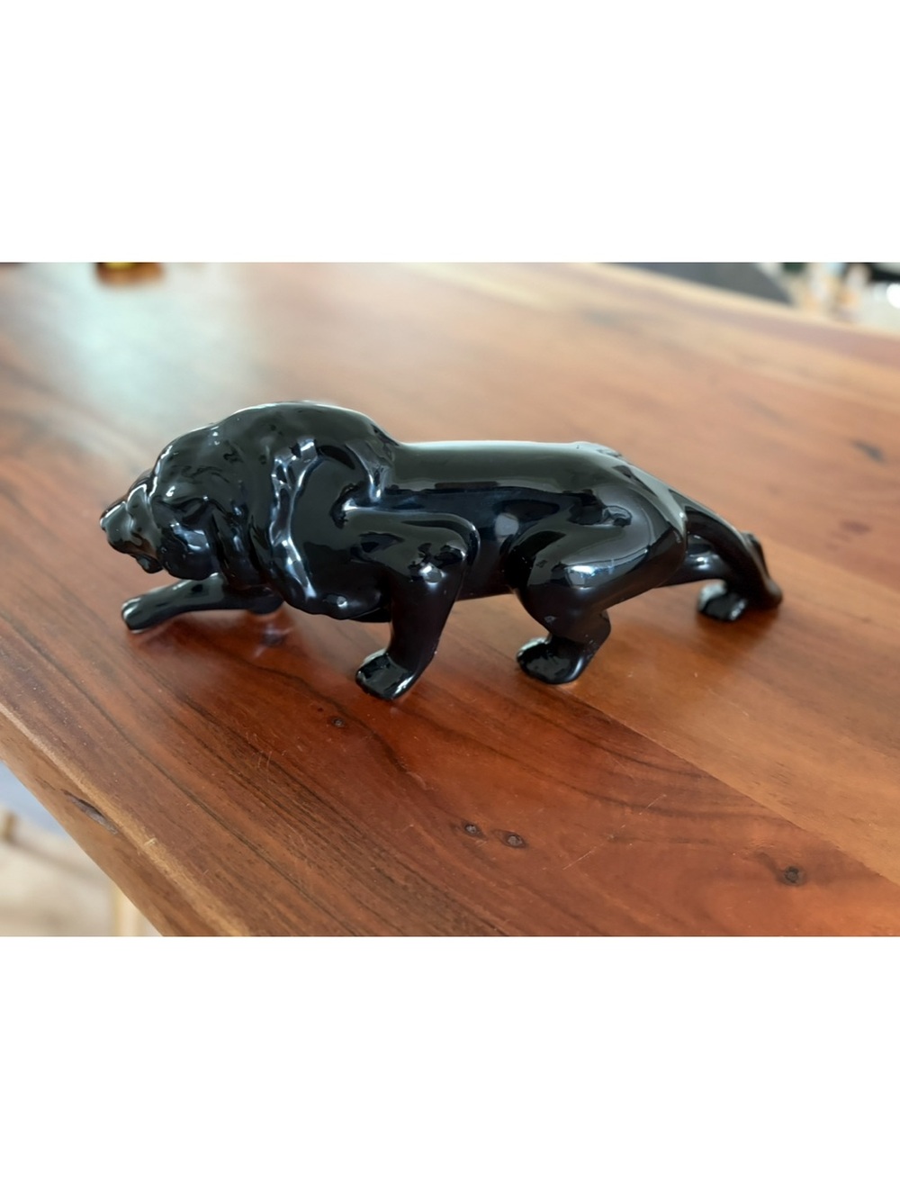 Mccoy large MCM Black crouching stalking lion Ceramic Figurine rare